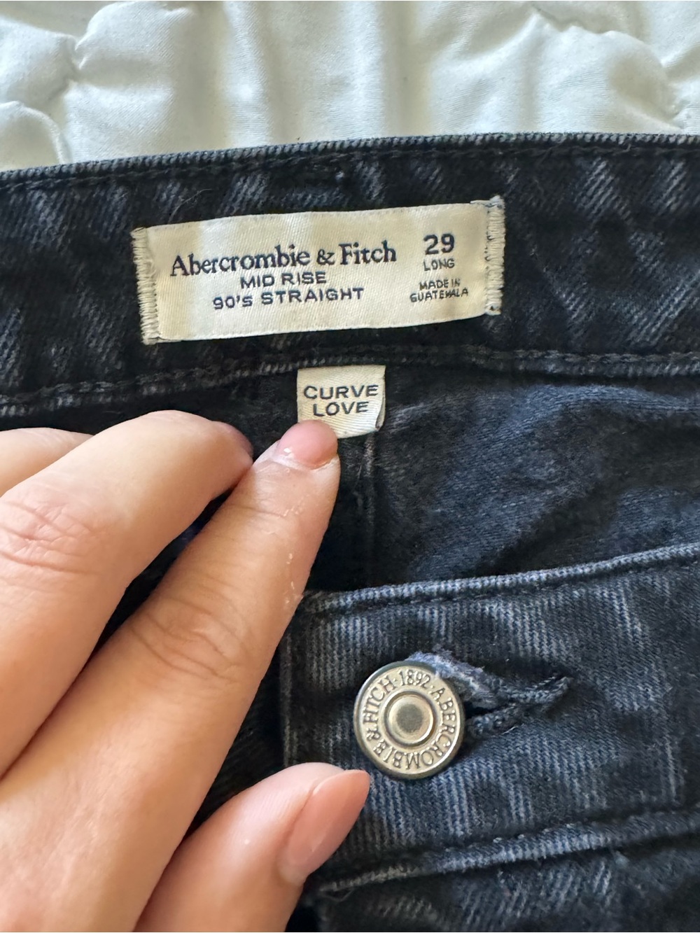 Abercrombie & Fitch Charcoal Black Mid Rise 90's Straight Jeans